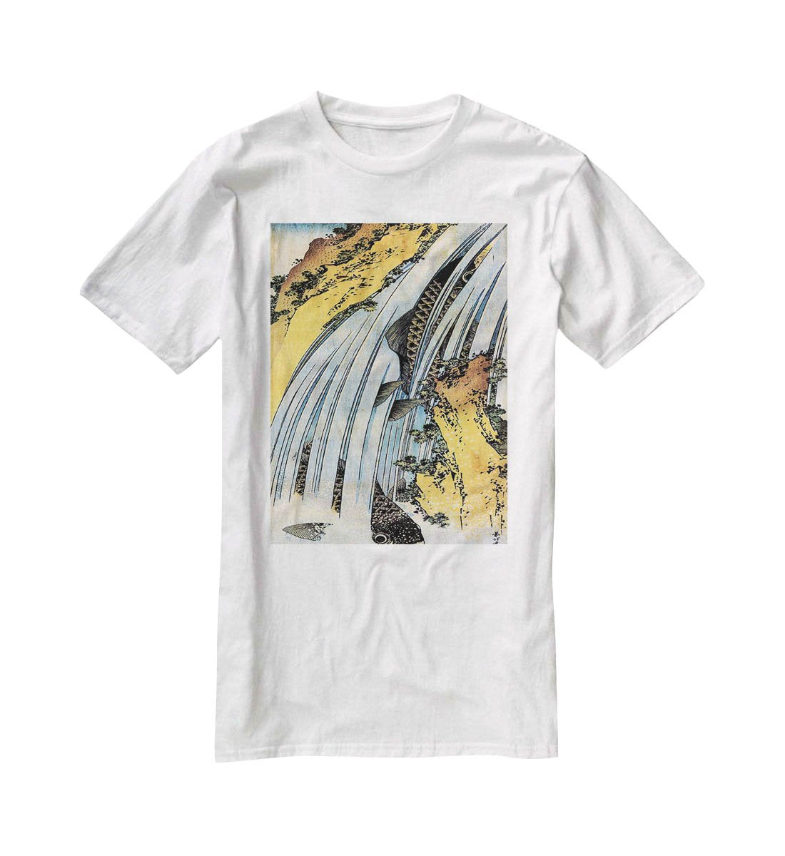 Carps ascending waterfall by Hokusai T-Shirt - Canvas Art Rocks - 5