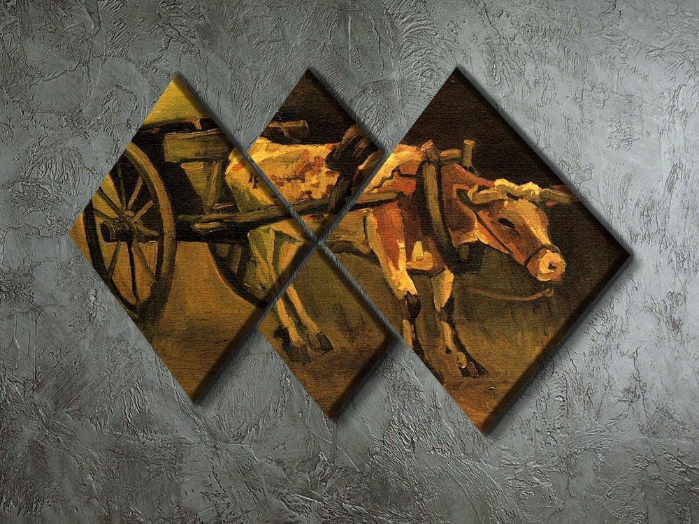 Cart with Red and White Ox by Van Gogh 4 Square Multi Panel Canvas - Canvas Art Rocks - 2