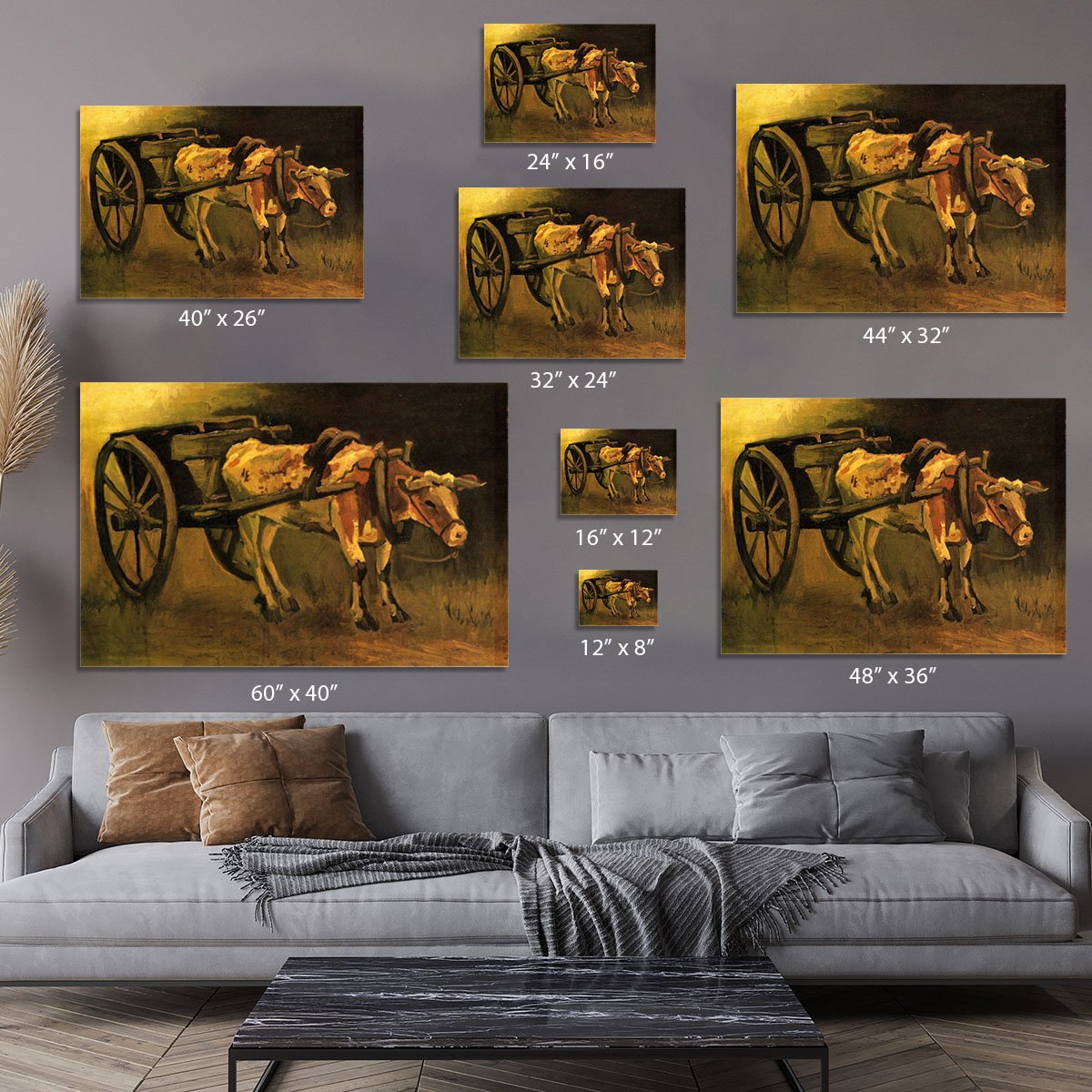 Cart with Red and White Ox by Van Gogh Canvas Print or Poster