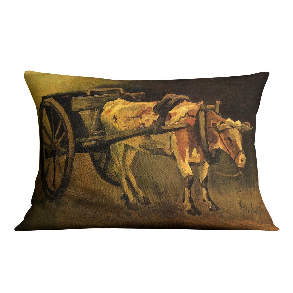 Cart with Red and White Ox by Van Gogh Throw Pillow