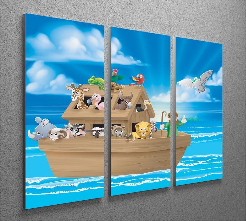 Cartoon childrens illustration of the Christian Bible story of Noah 3 Split Panel Canvas Print - Canvas Art Rocks - 2
