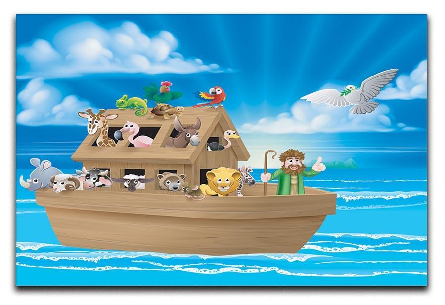 Cartoon childrens illustration of the Christian Bible story of Noah Canvas Print or Poster  - Canvas Art Rocks - 1