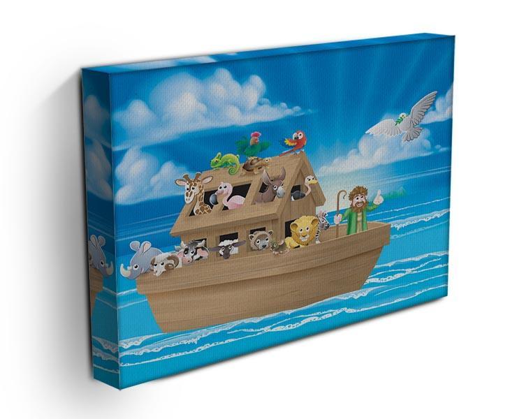 Cartoon childrens illustration of the Christian Bible story of Noah Canvas Print or Poster - Canvas Art Rocks - 3
