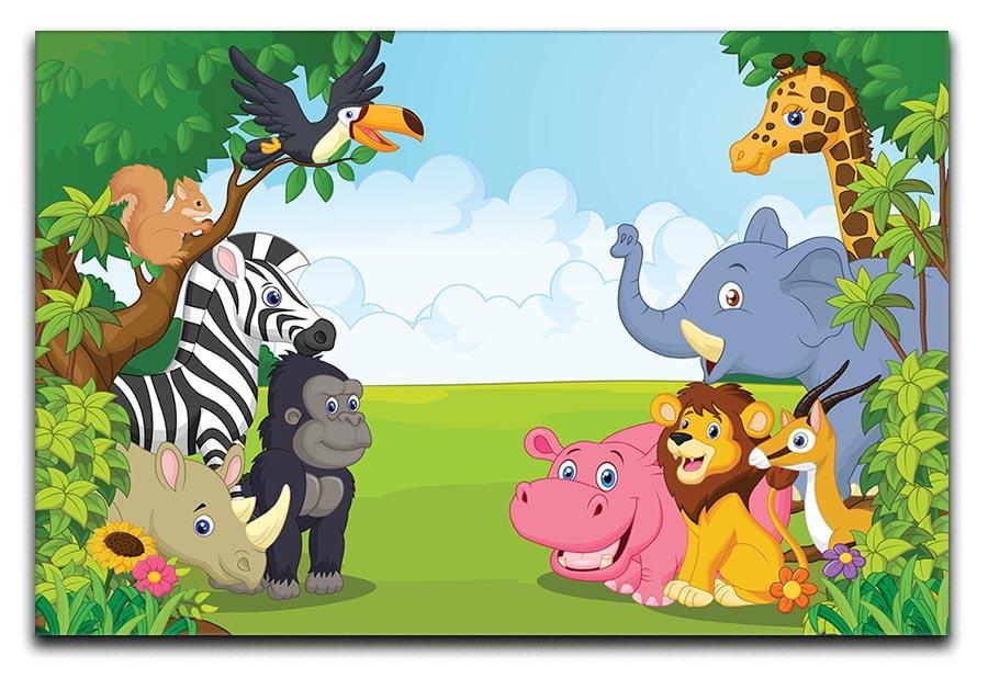 Cartoon collection animal in the jungle Canvas Print or Poster - Canvas Art Rocks - 1