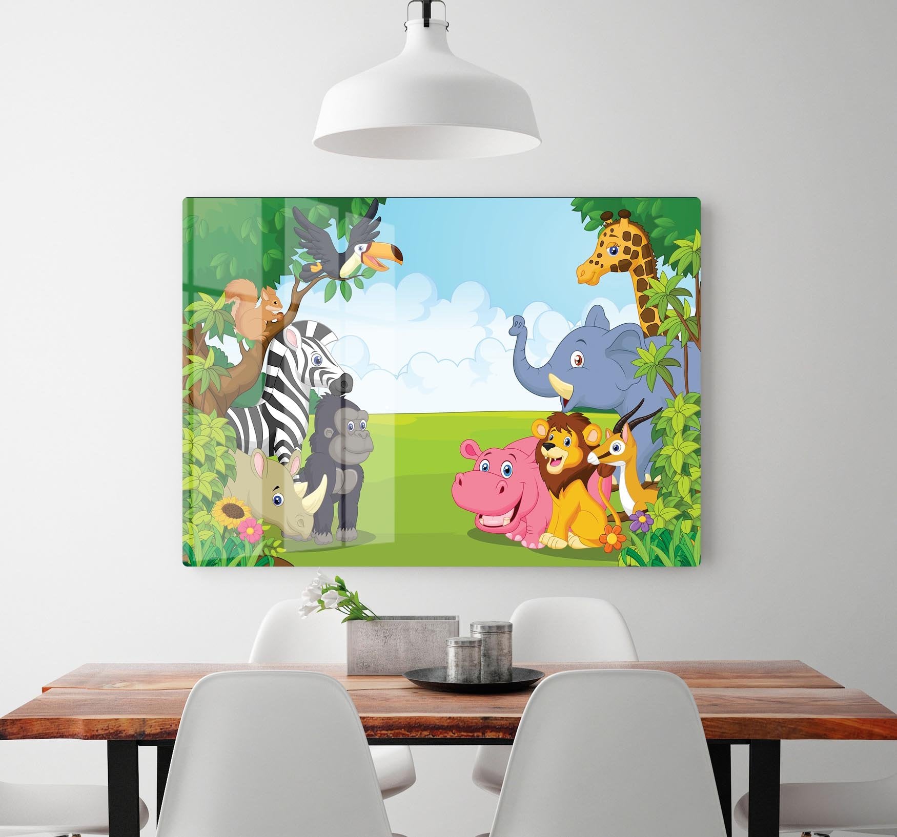 Cartoon collection animal in the jungle HD Metal Print - Canvas Art Rocks - 2