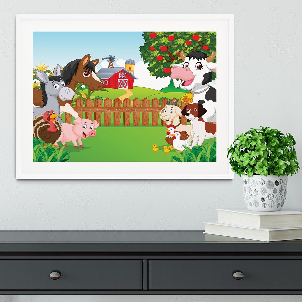 Cartoon happy animal collection Framed Print - Canvas Art Rocks - 5