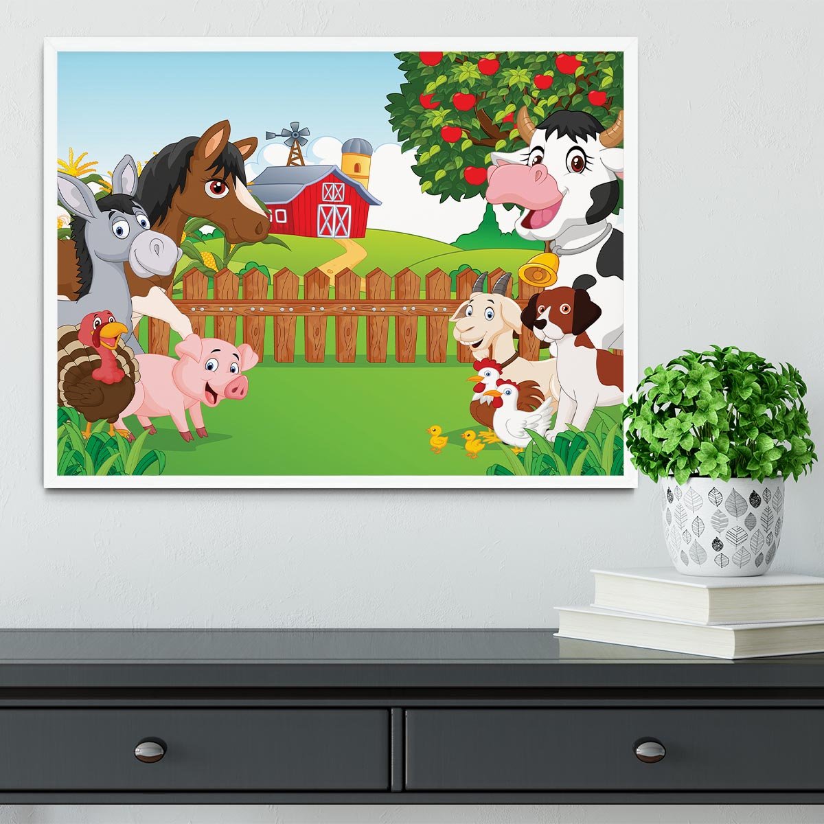 Cartoon happy animal collection Framed Print - Canvas Art Rocks -6