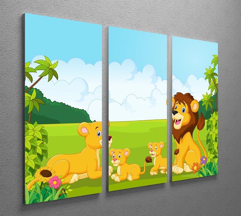 Cartoon lion family 3 Split Panel Canvas Print - Canvas Art Rocks - 2