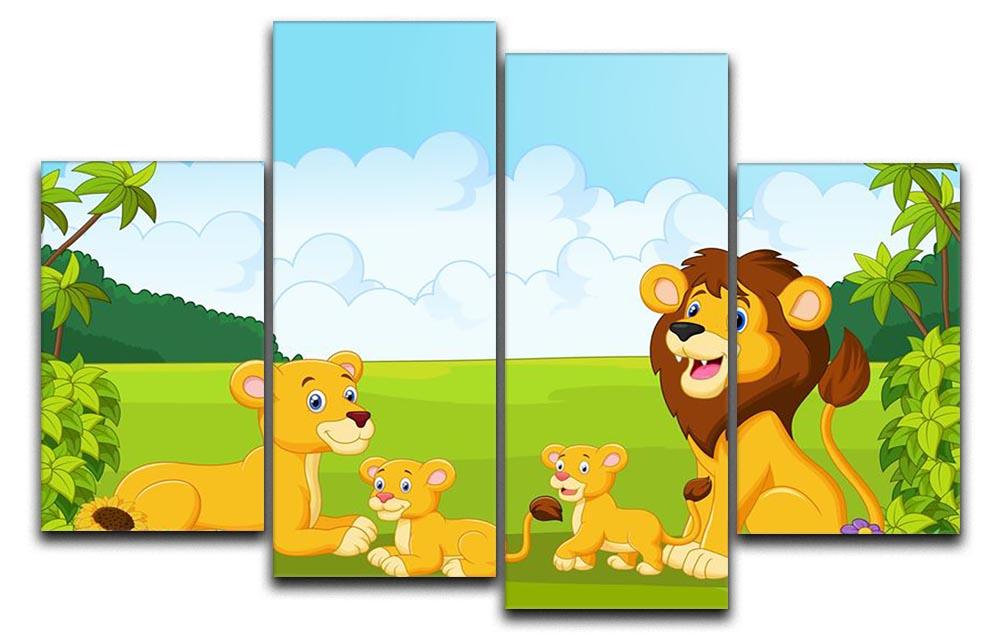 Cartoon lion family 4 Split Panel Canvas - Canvas Art Rocks - 1