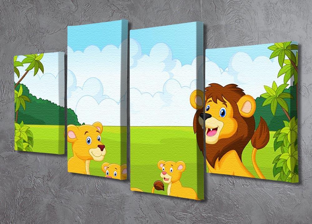 Cartoon lion family 4 Split Panel Canvas - Canvas Art Rocks - 2