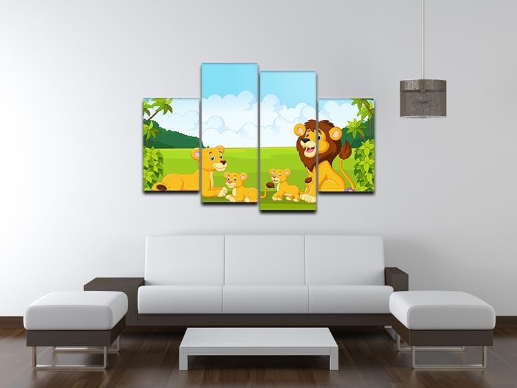 Cartoon lion family 4 Split Panel Canvas - Canvas Art Rocks - 3
