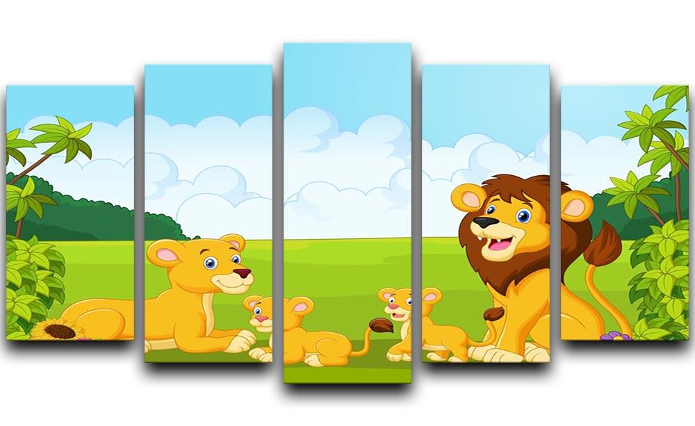 Cartoon lion family 5 Split Panel Canvas - Canvas Art Rocks - 1
