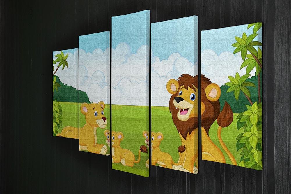 Cartoon lion family 5 Split Panel Canvas - Canvas Art Rocks - 2