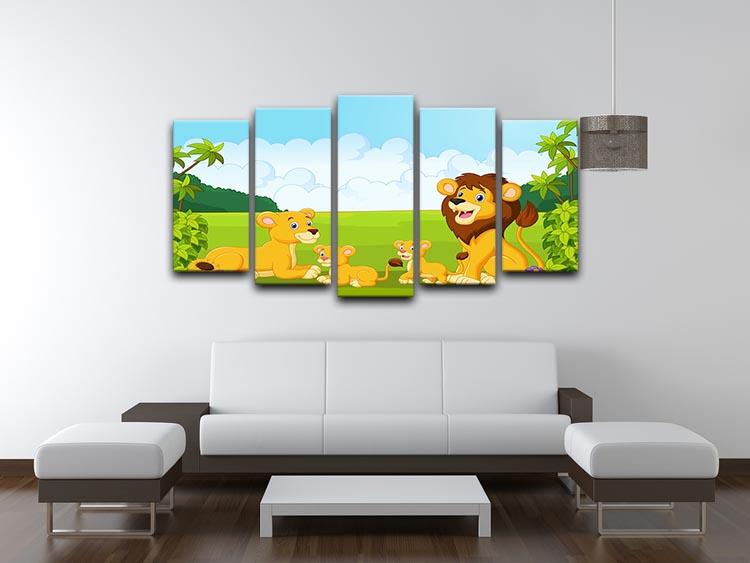 Cartoon lion family 5 Split Panel Canvas - Canvas Art Rocks - 3