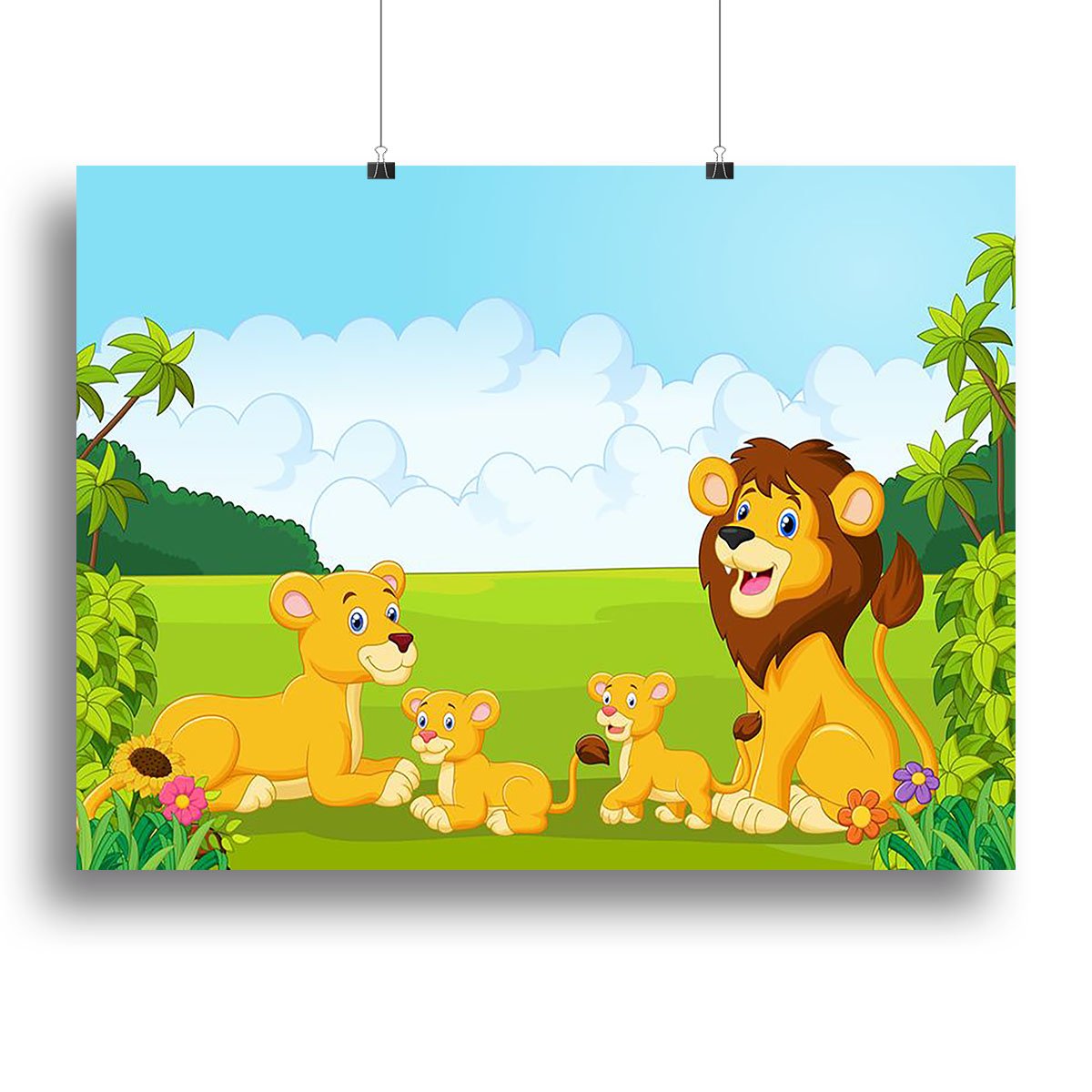 Cartoon lion family Canvas Print or Poster