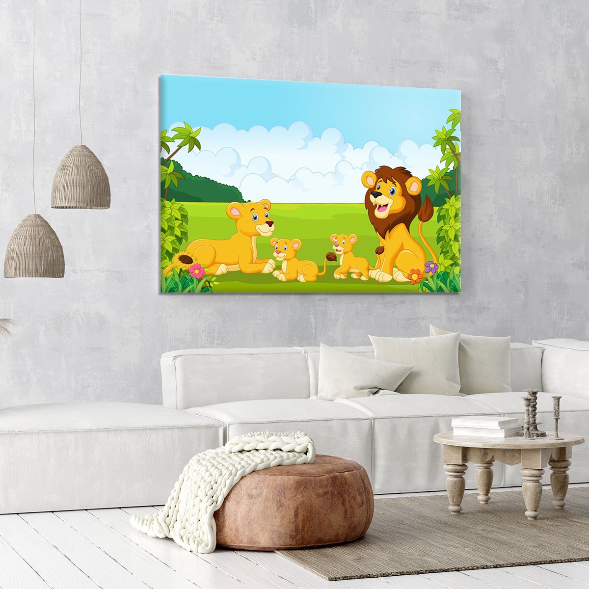 Cartoon lion family Canvas Print or Poster