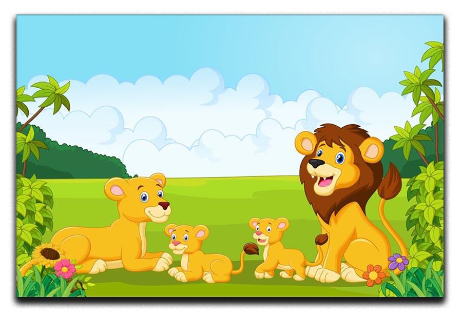 Cartoon lion family Canvas Print or Poster - Canvas Art Rocks - 1