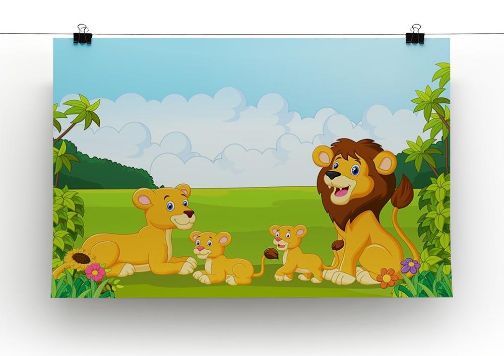 Cartoon lion family Canvas Print or Poster - Canvas Art Rocks - 2
