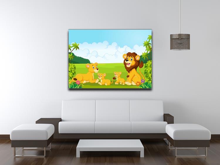 Cartoon lion family Canvas Print or Poster - Canvas Art Rocks - 4