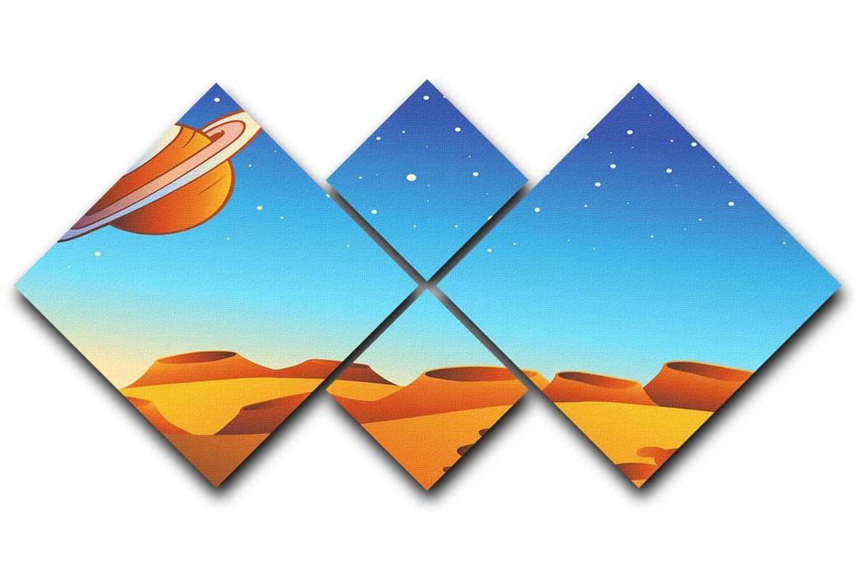 Cartoon red planet landscape 4 Square Multi Panel Canvas  - Canvas Art Rocks - 1