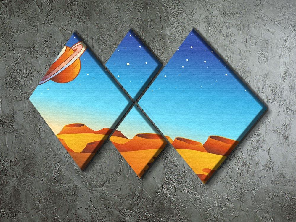 Cartoon red planet landscape 4 Square Multi Panel Canvas - Canvas Art Rocks - 2