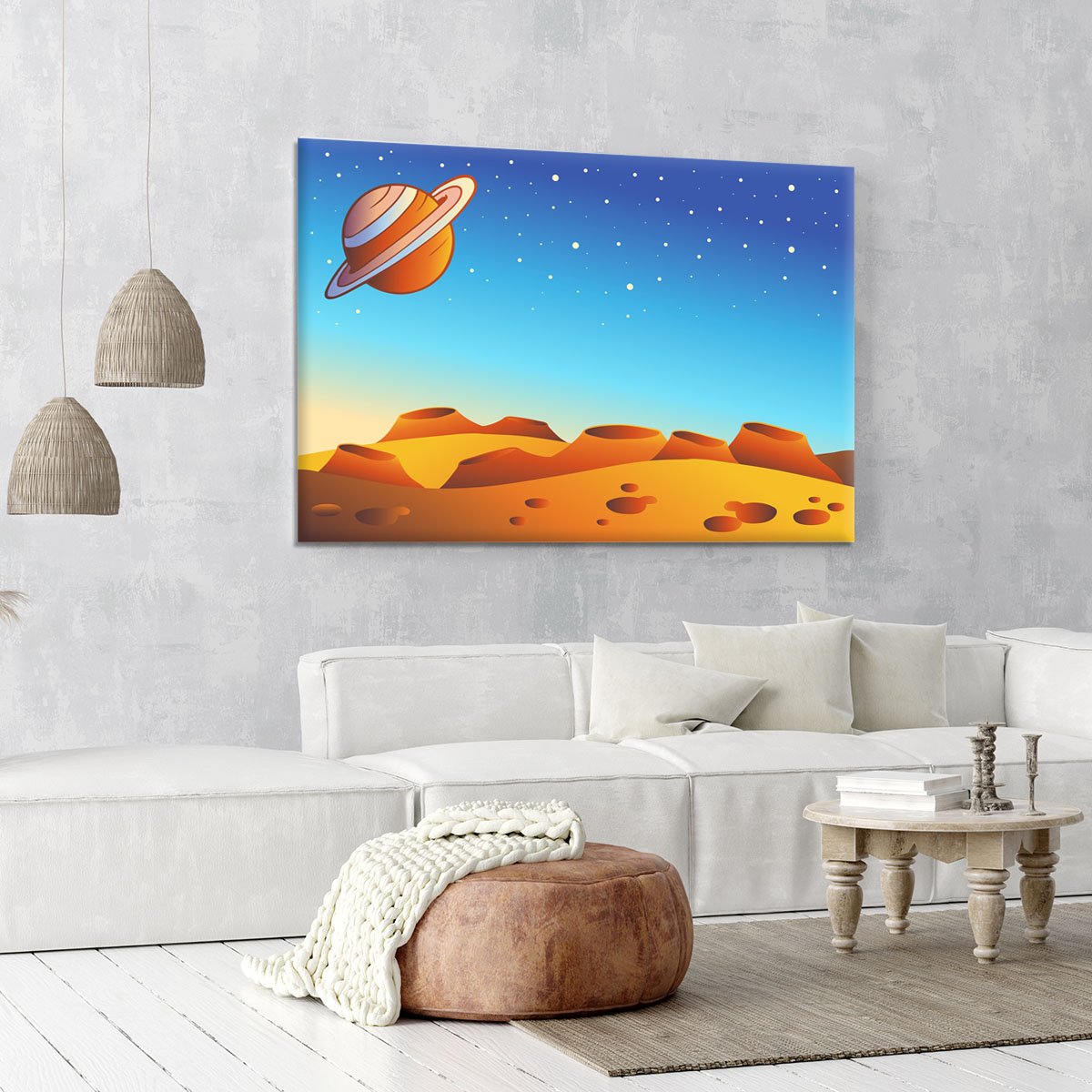 Cartoon red planet landscape Canvas Print or Poster