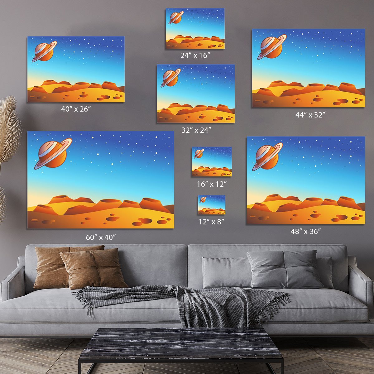 Cartoon red planet landscape Canvas Print or Poster