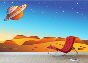 Cartoon red planet landscape Wall Mural Wallpaper - Canvas Art Rocks - 2