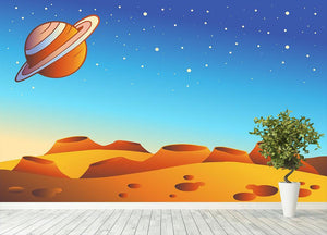 Cartoon red planet landscape Wall Mural Wallpaper - Canvas Art Rocks - 4