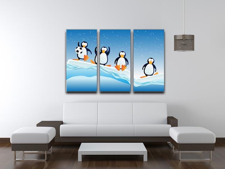 Cartoonstyle illustration of penguins 3 Split Panel Canvas Print - Canvas Art Rocks - 3