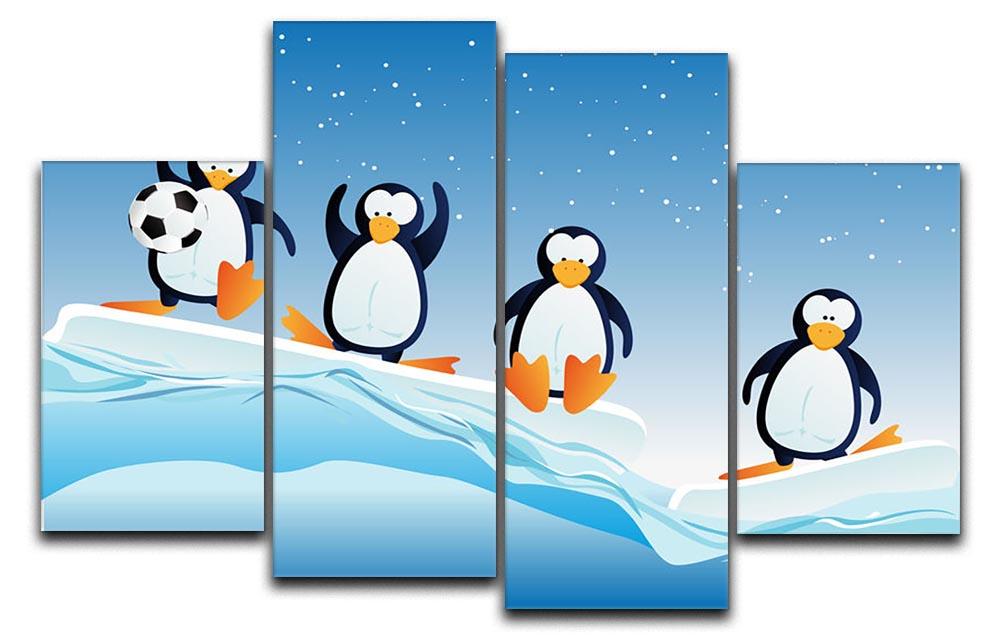 Cartoonstyle illustration of penguins 4 Split Panel Canvas - Canvas Art Rocks - 1