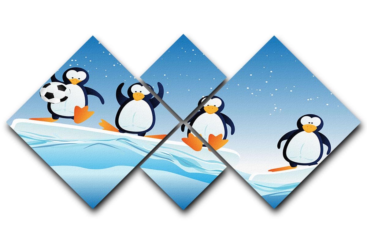 Cartoonstyle illustration of penguins 4 Square Multi Panel Canvas - Canvas Art Rocks - 1