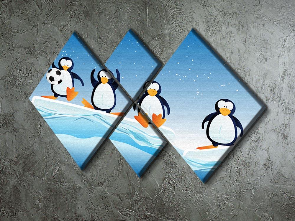 Cartoonstyle illustration of penguins 4 Square Multi Panel Canvas - Canvas Art Rocks - 2