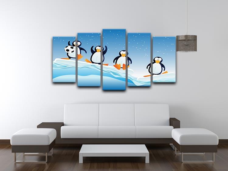 Cartoonstyle illustration of penguins 5 Split Panel Canvas - Canvas Art Rocks - 3
