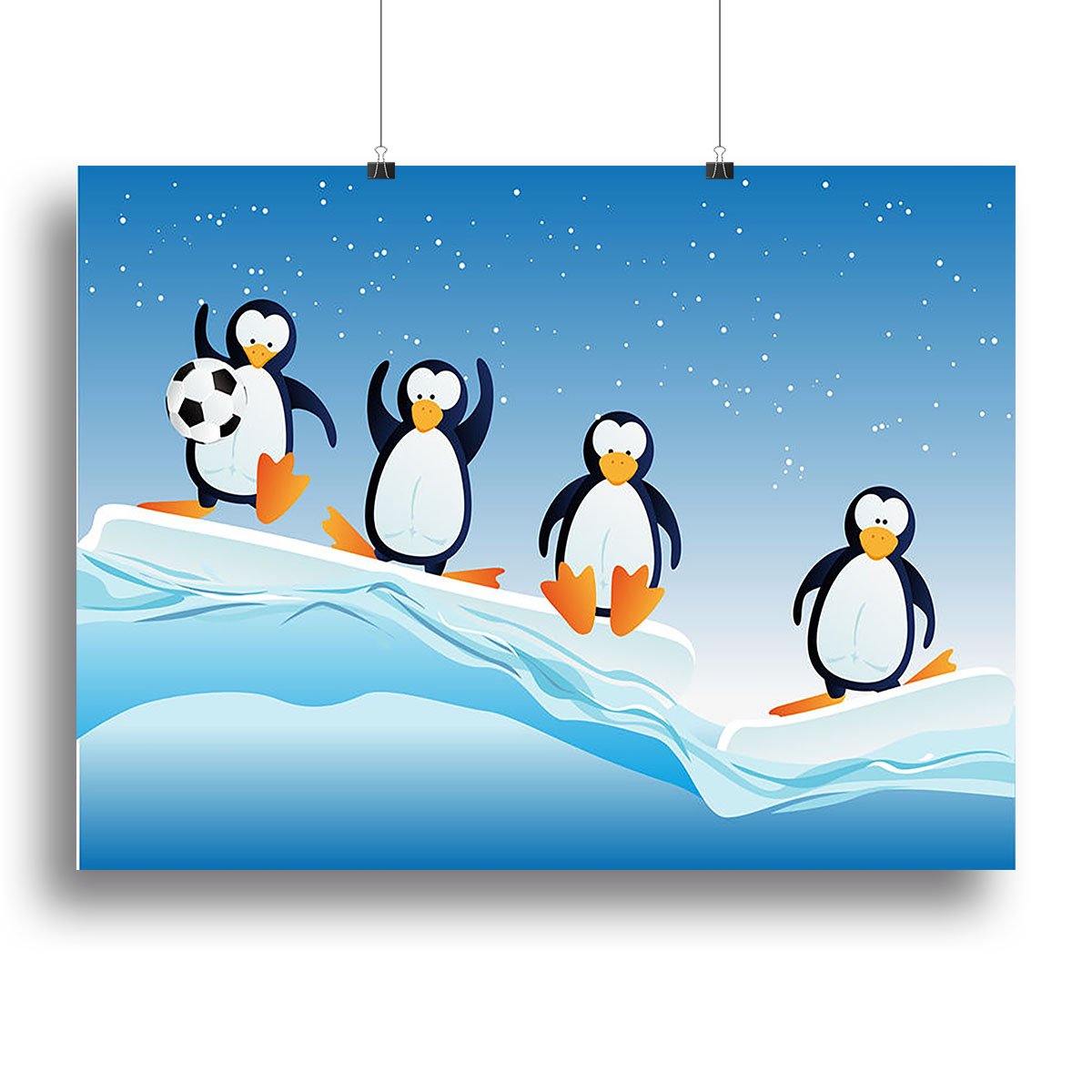 Cartoonstyle illustration of penguins Canvas Print or Poster