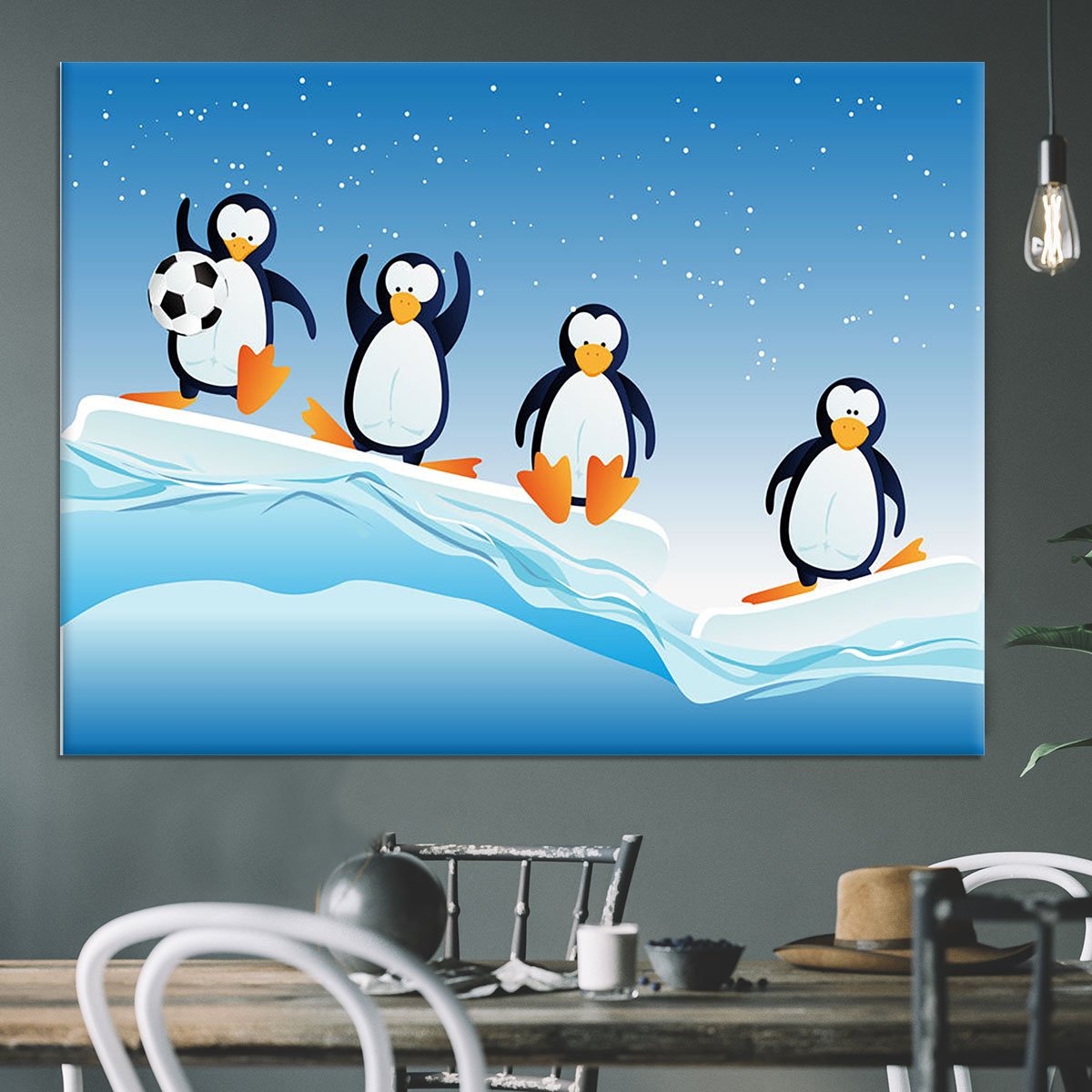 Cartoonstyle illustration of penguins Canvas Print or Poster