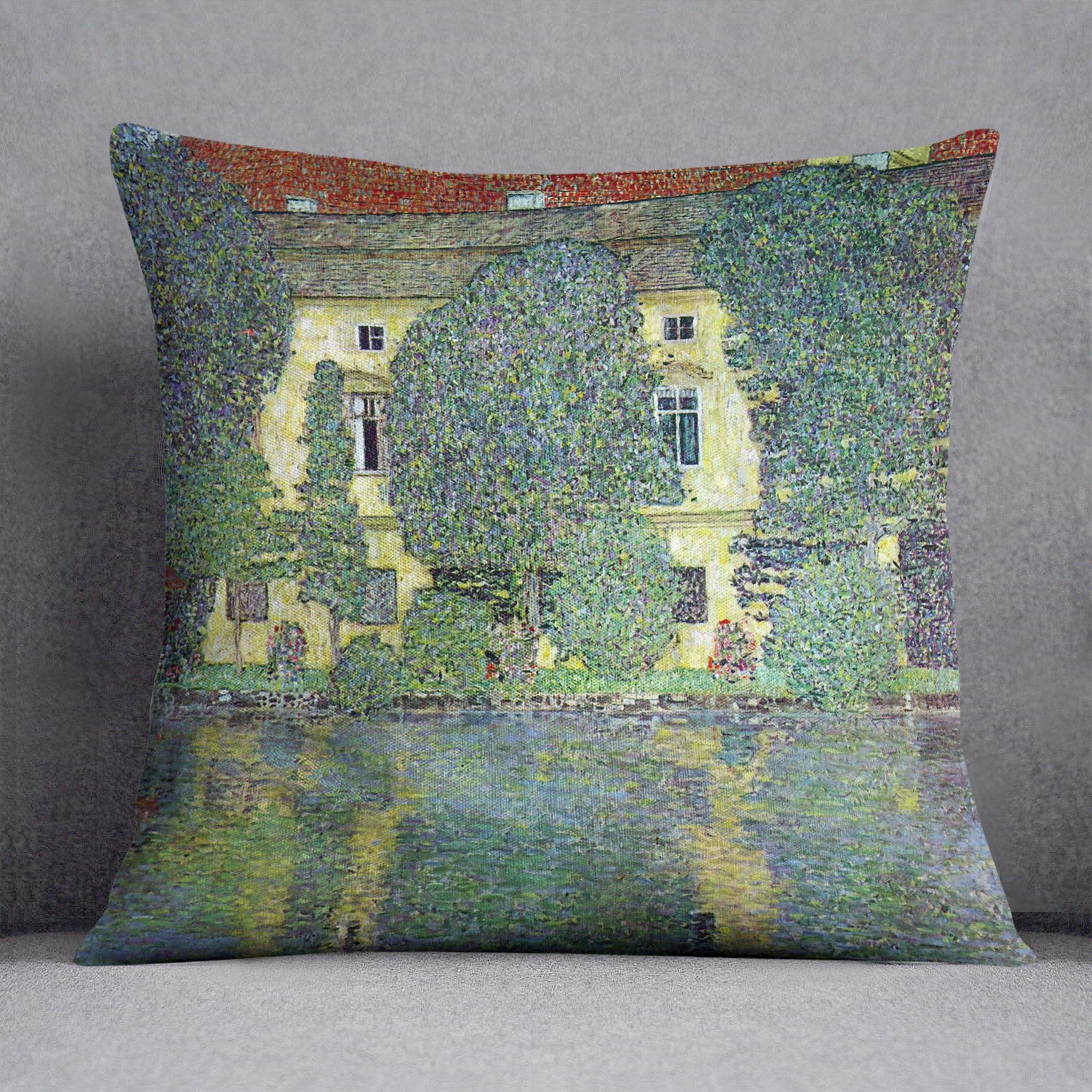 Castle at the Attersee by Klimt Throw Pillow