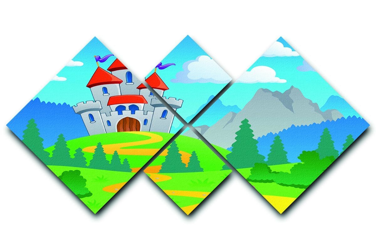 Castle theme landscap 4 Square Multi Panel Canvas  - Canvas Art Rocks - 1