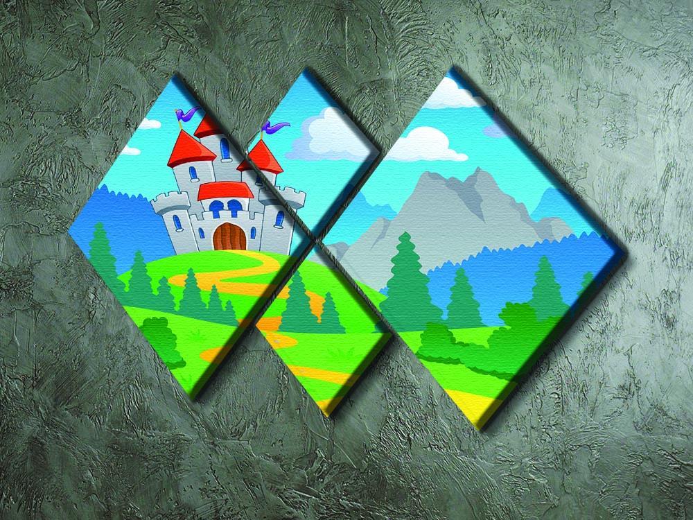 Castle theme landscap 4 Square Multi Panel Canvas - Canvas Art Rocks - 2