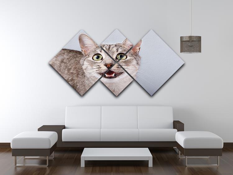 Cat meows 4 Square Multi Panel Canvas - Canvas Art Rocks - 3