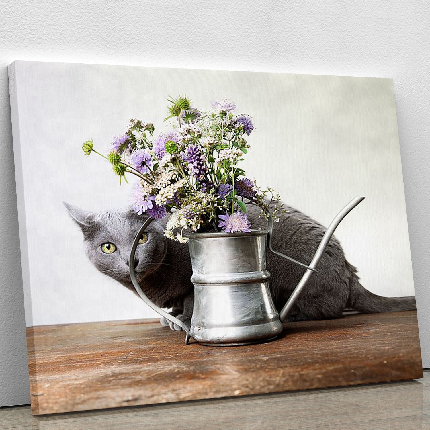 Cat with Flowers Canvas Print or Poster