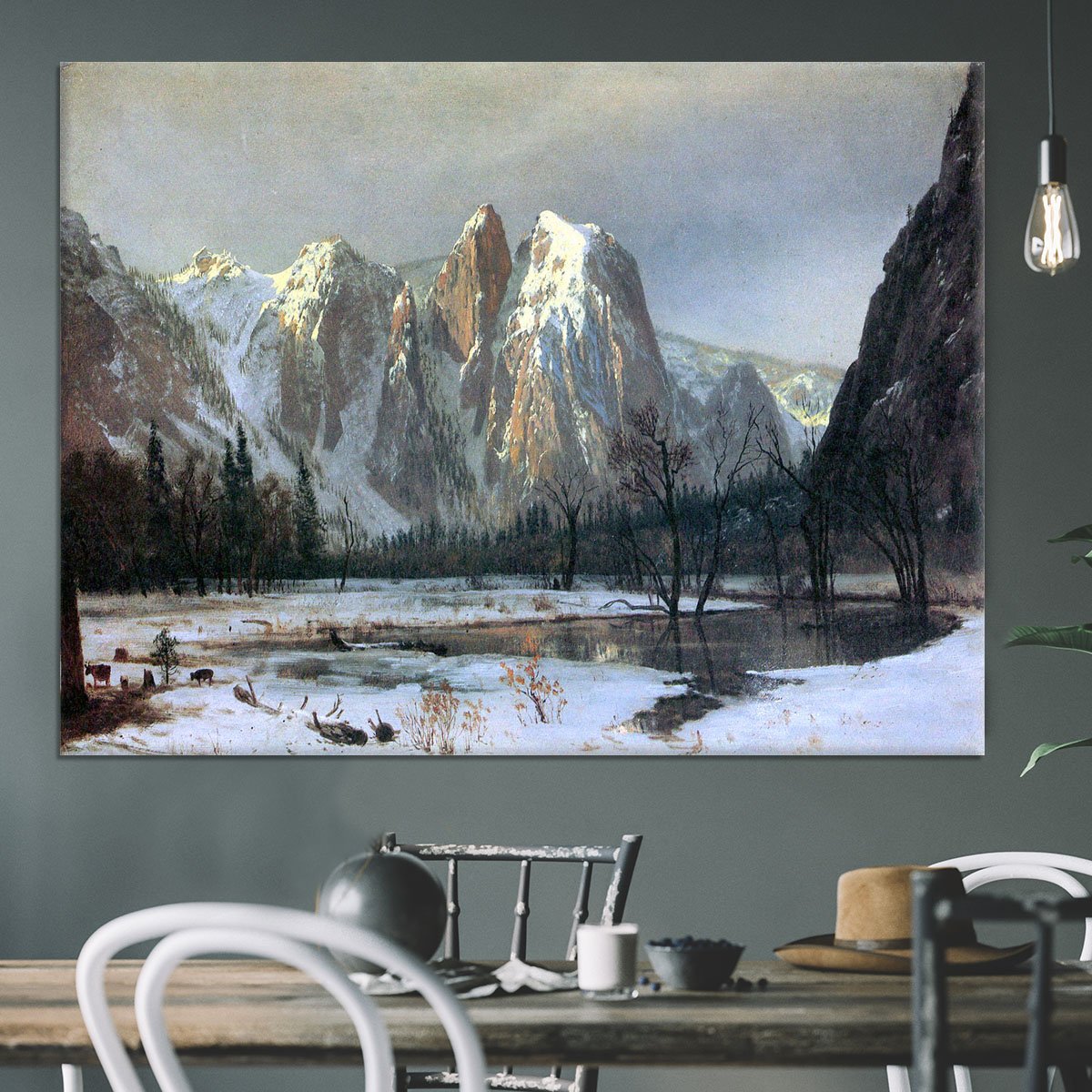 Cathedral Rocks Yosemite by Bierstadt Canvas Print or Poster