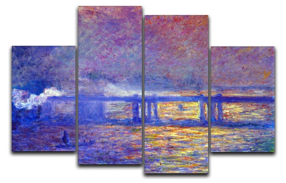 Charing cross bridge by Monet 4 Split Panel Canvas  - Canvas Art Rocks - 1