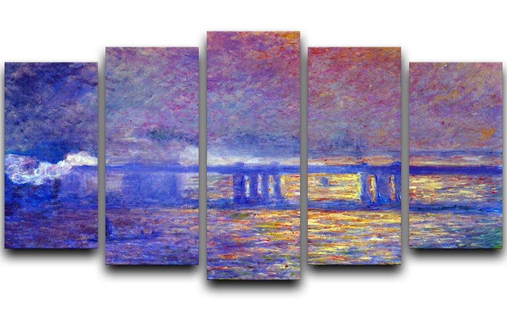 Charing cross bridge by Monet 5 Split Panel Canvas  - Canvas Art Rocks - 1
