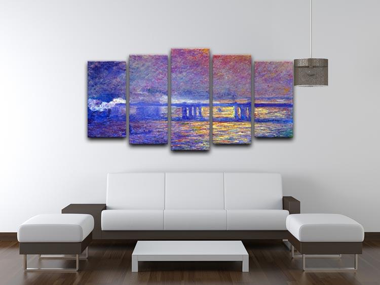 Charing cross bridge by Monet 5 Split Panel Canvas - Canvas Art Rocks - 3