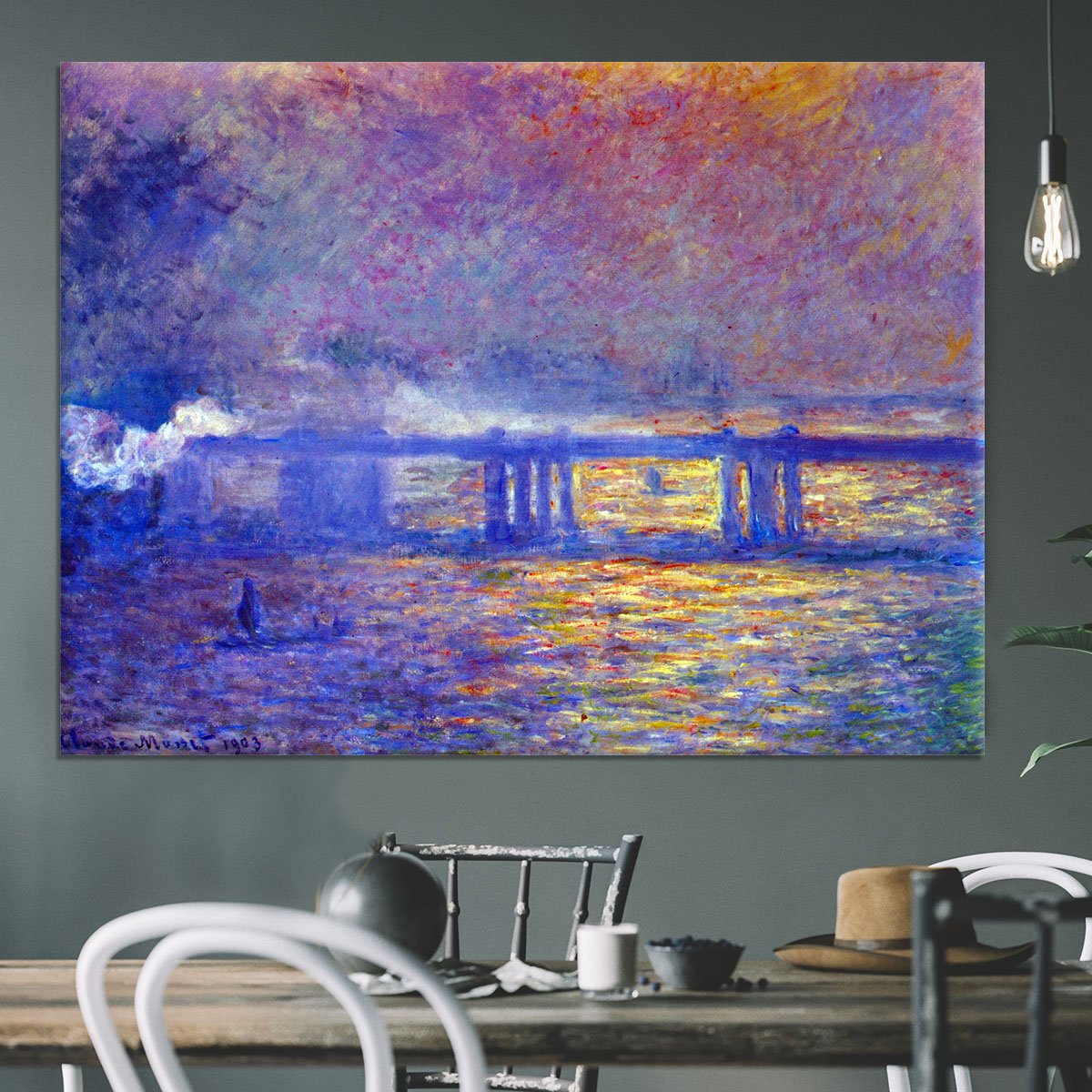 Charing cross bridge by Monet Canvas Print or Poster