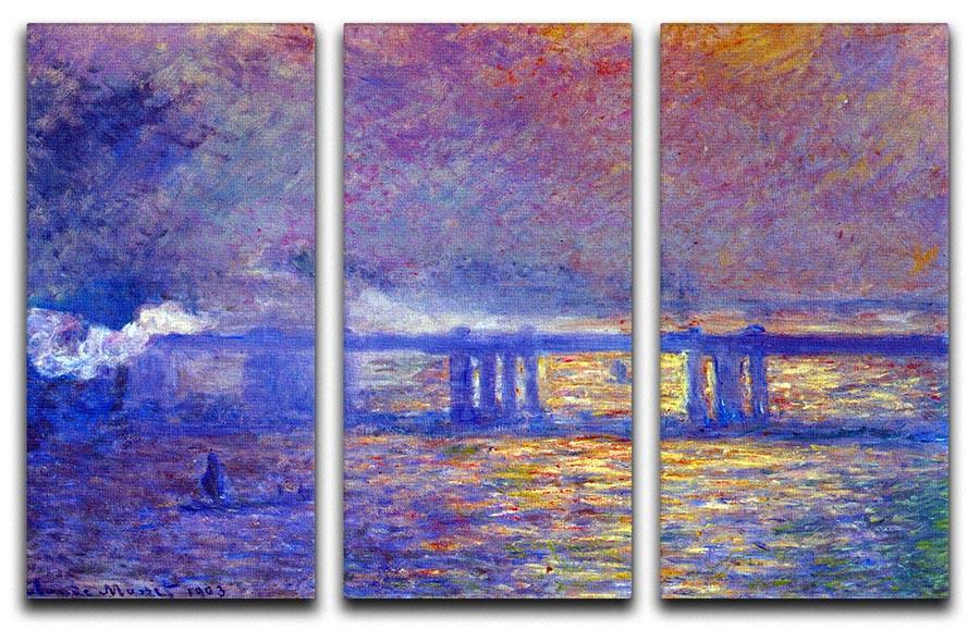 Charing cross bridge by Monet Split Panel Canvas Print - Canvas Art Rocks - 4