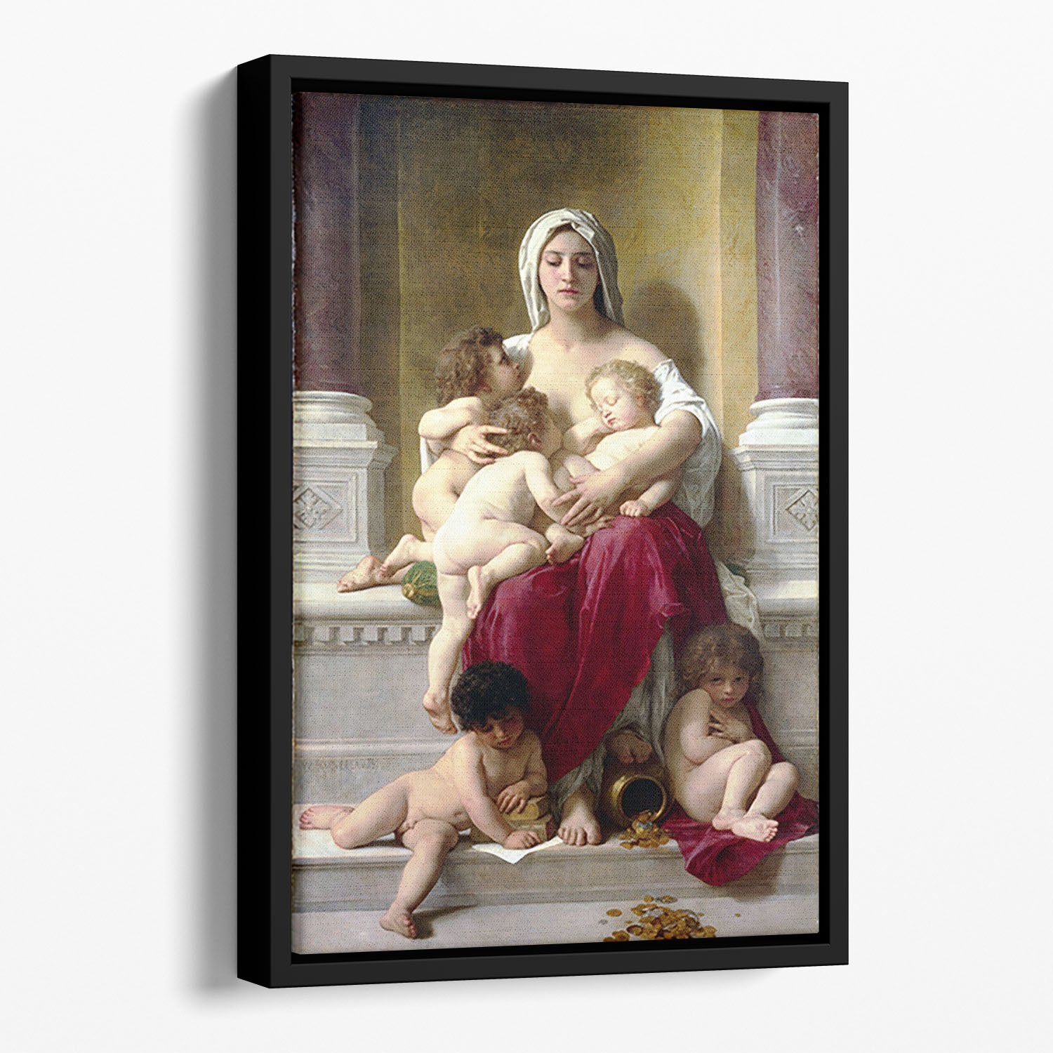 Charity By Bouguereau Floating Framed Canvas