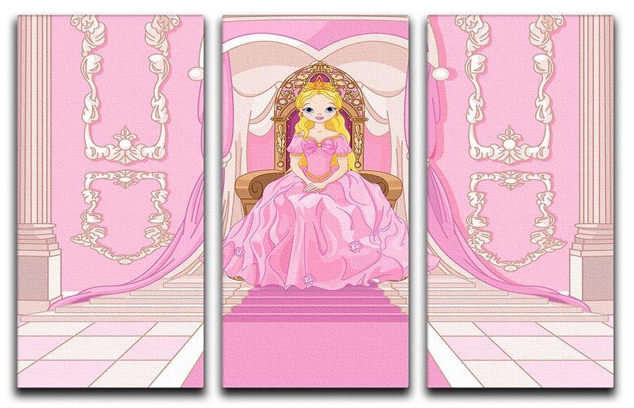Charming Princess sits on a throne 3 Split Panel Canvas Print - Canvas Art Rocks - 1