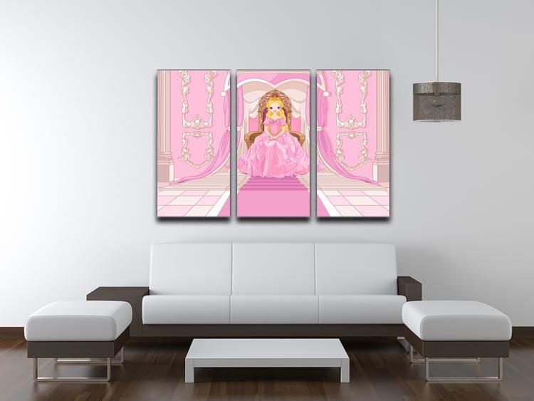Charming Princess sits on a throne 3 Split Panel Canvas Print - Canvas Art Rocks - 3
